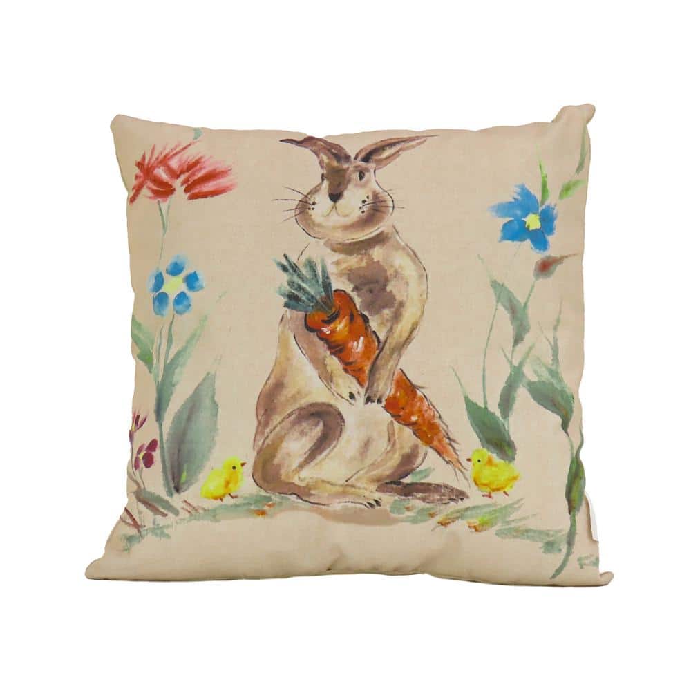 16 in. Bunny with Carrot Easter Pillow - Hercitys
