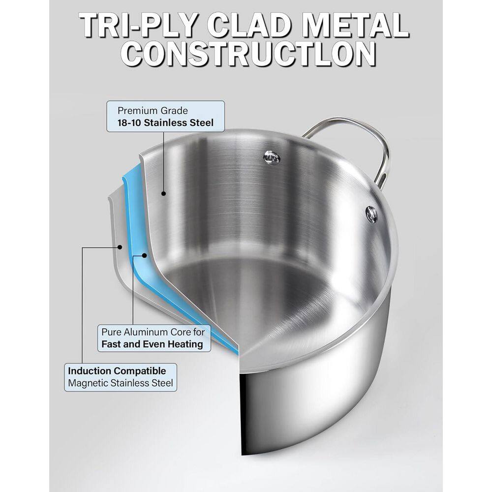 12-qt. Multi-Ply Clad Stainless Steel Stock Pot with Lid - Hercitys