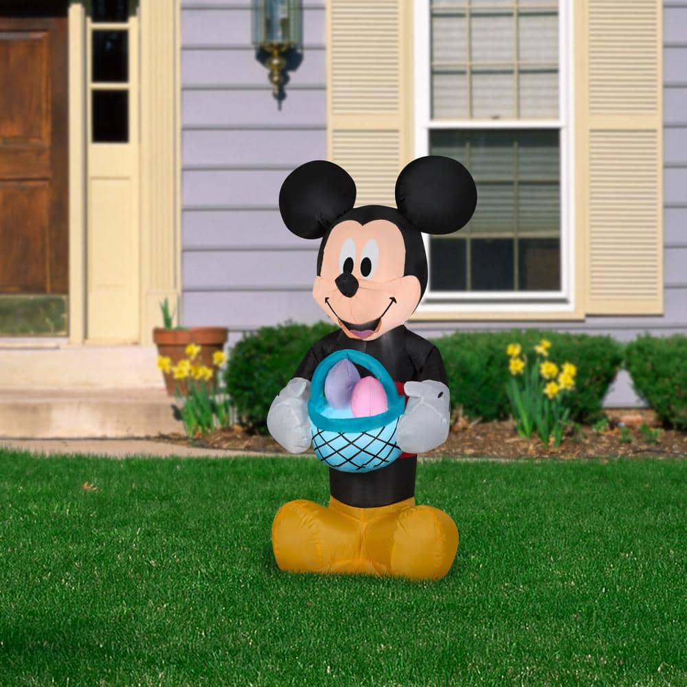 3.5 ft. Tall Airblown Easter Mickey Holding Easter Basket - Hercitys