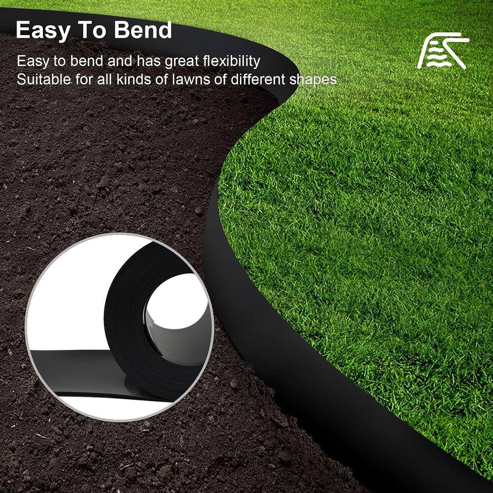 10 in. W x 150 ft. L Black Recycled Flexible HDPE Coiled Terrace Board Landscape Edging Against Invading Weeds - Hercitys