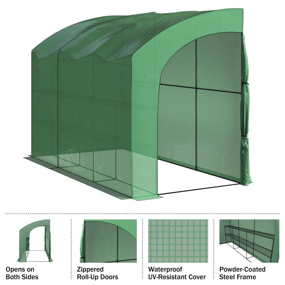 10 ft. x 5 ft. x 7 ft. Lean To Greenhouse, Green - Hercitys