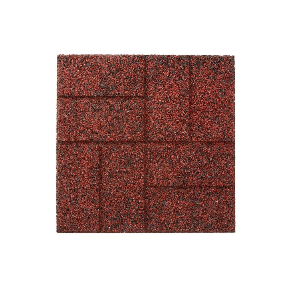16 in. x 16 in. x 3/4 in. Black/Red Blended Dual-Sided Rubber Paver (9-Pack) - Hercitys