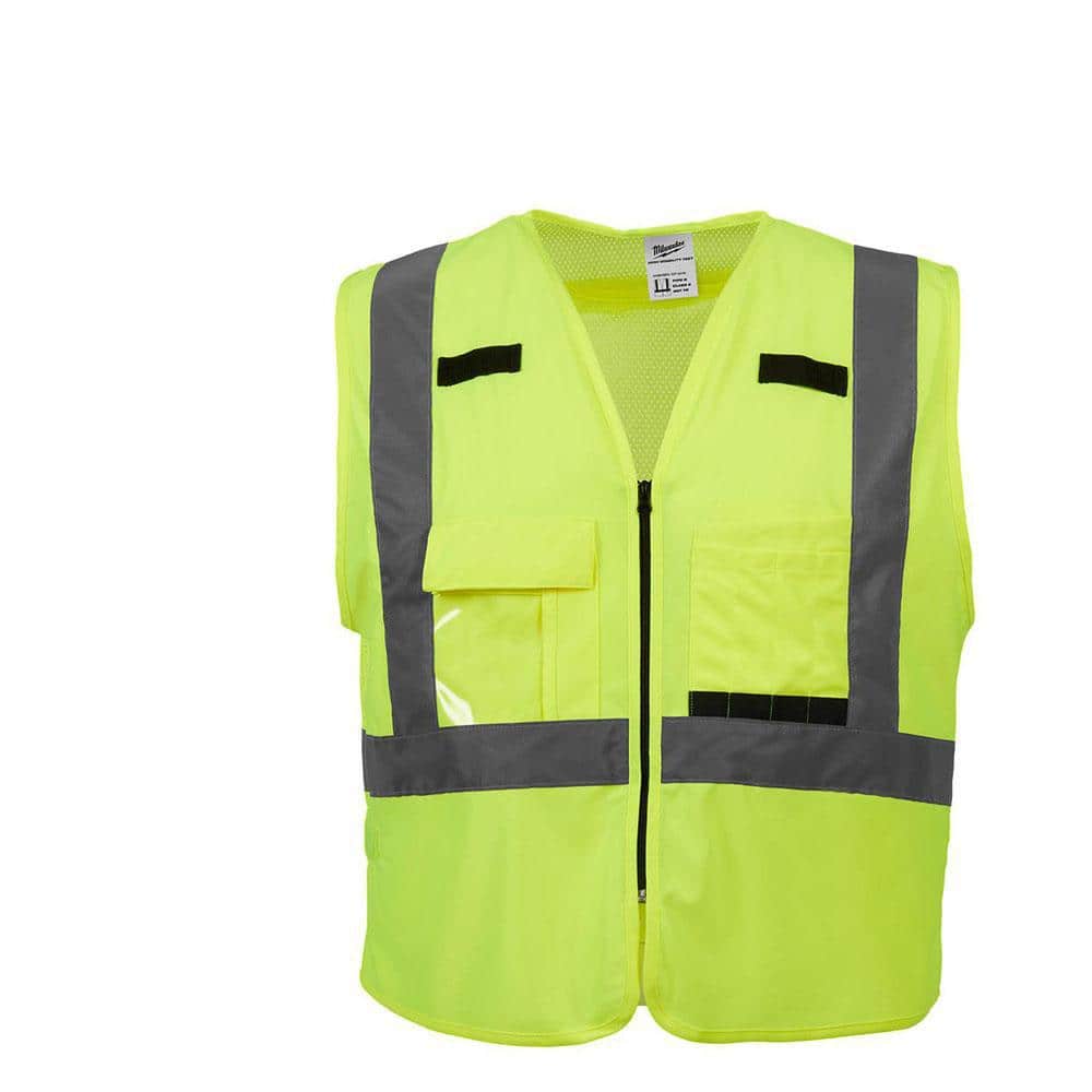 4X-Large/5X-Large Yellow Class 2-High Visibility Safety Vest with 10-Pockets - Hercitys
