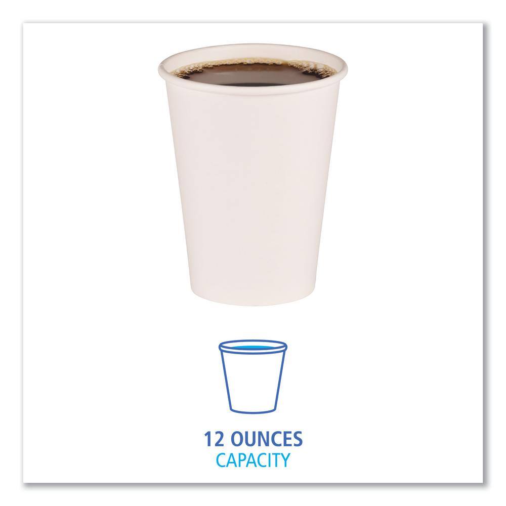 12 oz. White Disposable Paper Cups, Hot Drinks, 20 Cups / Sleeve, 50 Sleeves / Carton - Hercitys