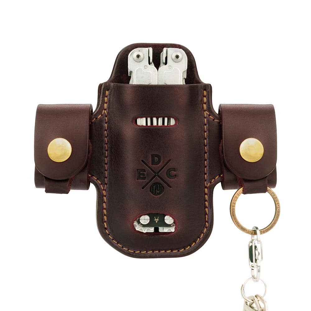 4.9 in. Heavy-Duty Large and XL Burgundy Full-Grain Leather Tool Organizer - Hercitys