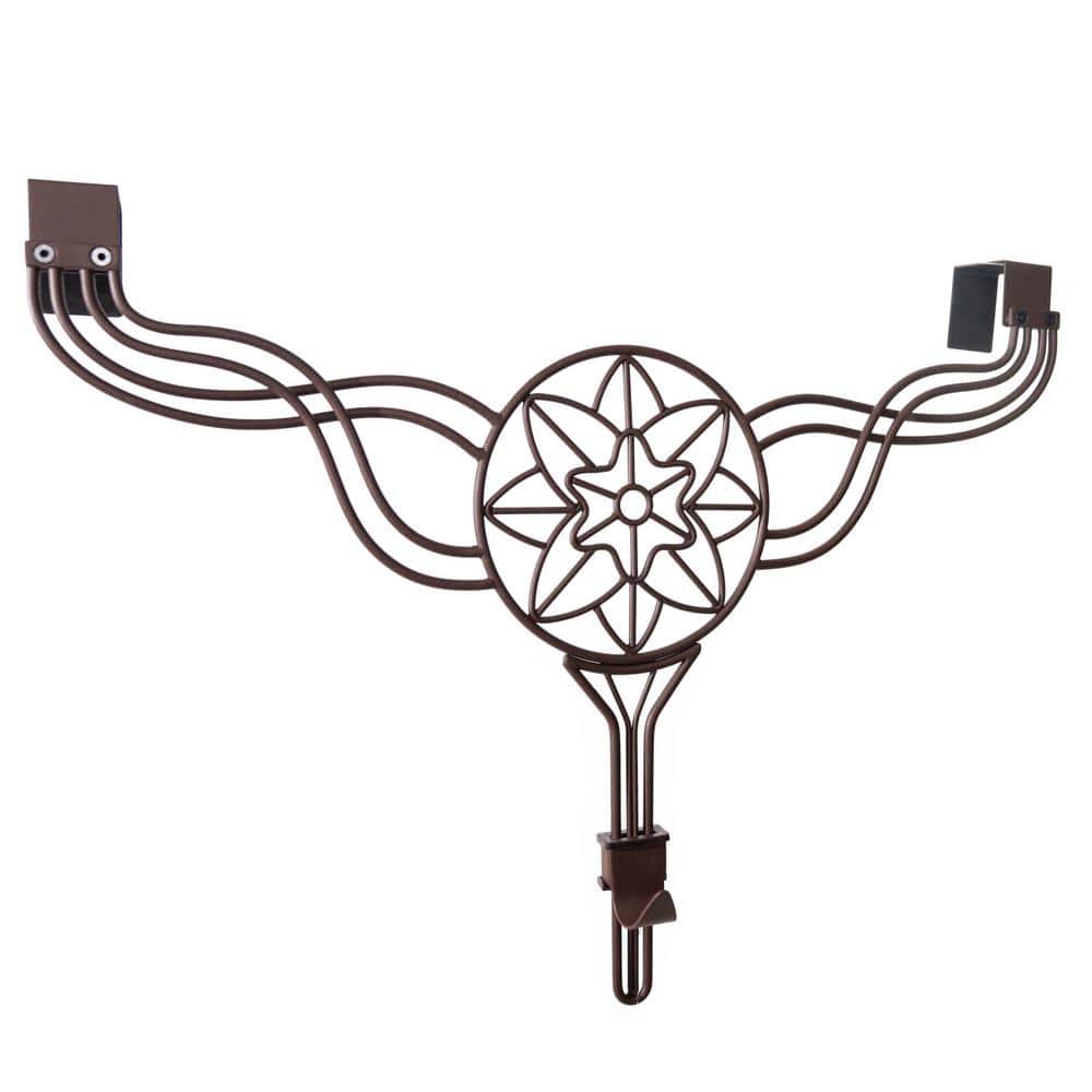 12 in. Brown Metal Artificial – 19 in. Artificial Adjustable Wreath Hanger (Flower Design) - Hercitys