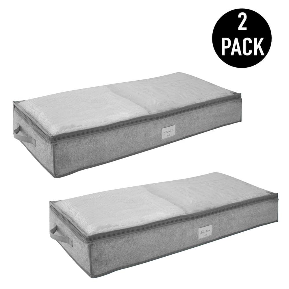 40 in. x 18 in. x 6 in. Nonwoven PP Fabric 2 Pack Under the Bed Storage Bag in Heather Grey - Hercitys