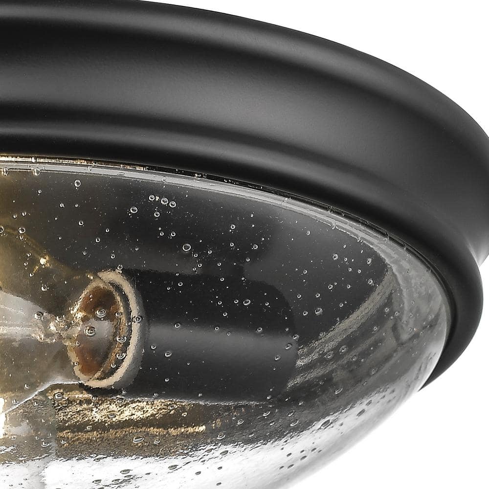 12 in. W 2-Light Matte Black Ceiling Fixture Flush Mount - Hercitys