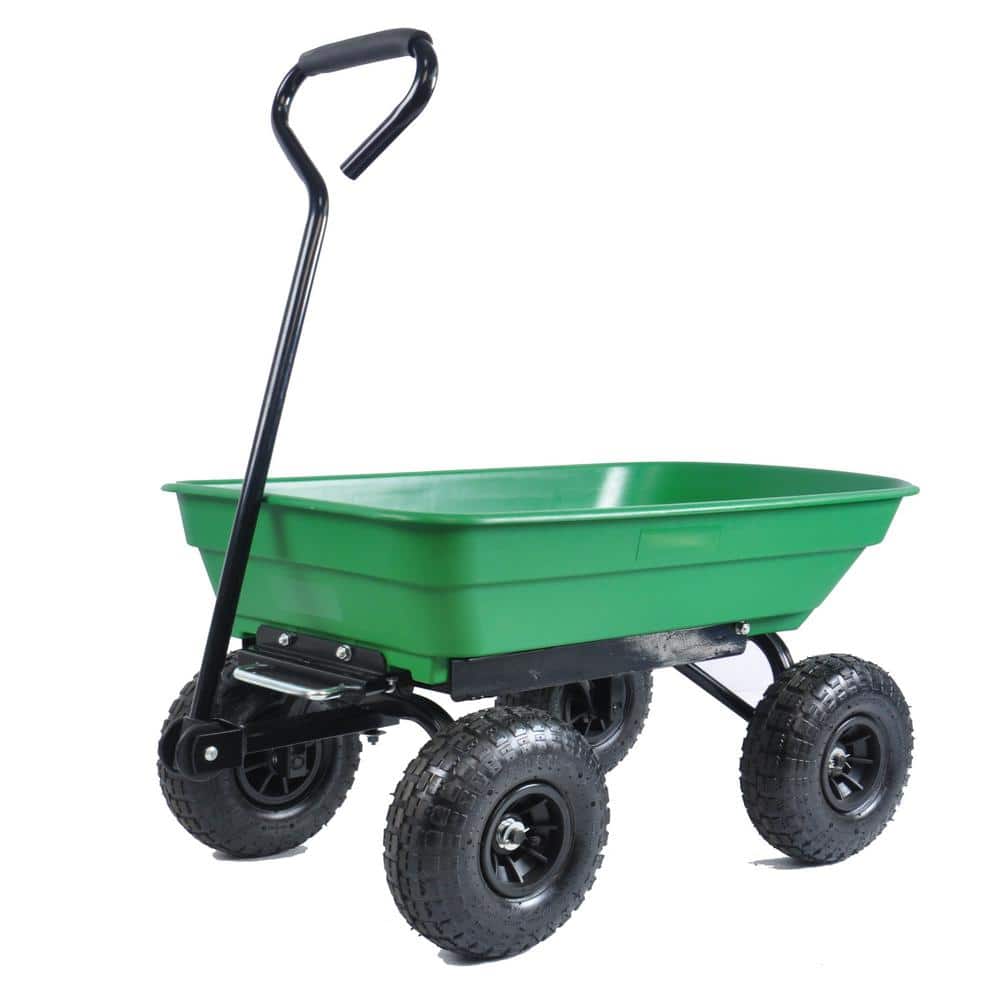 1.94 cu. ft. Steel Green Folding Poly Garden Cart Dump Truck - Hercitys