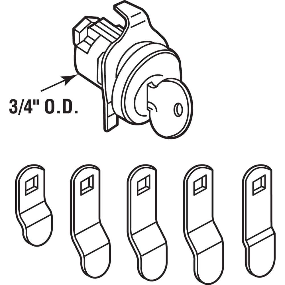 3/4 in. Outside Diameter, Brushed Nickel, 5-Cam Counter Clockwise with Dust Cover Mailbox Lock - Hercitys