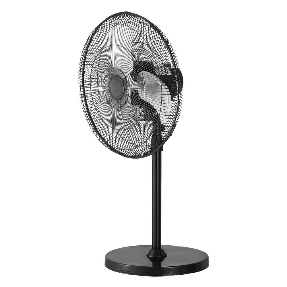 18 in. Industrial Pedestal Fan, 90° Oscillating, Adjustable Height and 3 Speeds, High Power Floor Fan Black - Hercitys