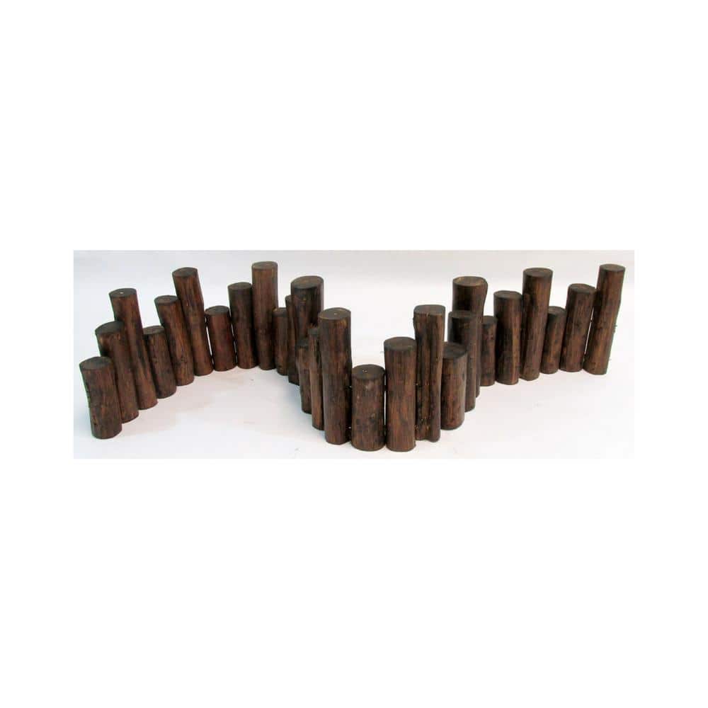 10 in. H x 60 in. L Teak Wood Uneven Top Solid Log Edging - Hercitys
