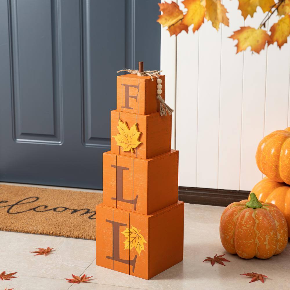 25.5 in. H Halloween and Fall Wood Reversible Boxed Porch Decor - Hercitys