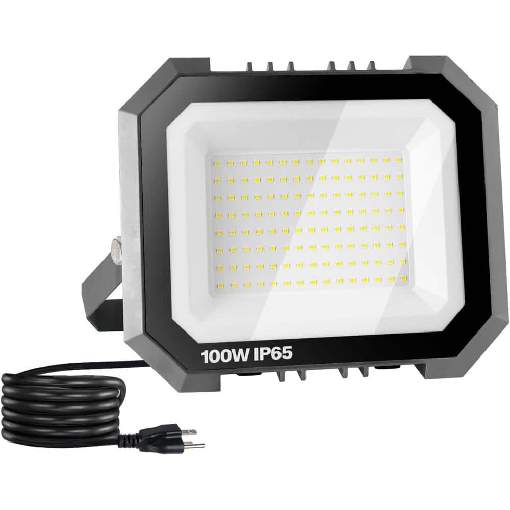 100W 10000LM 120 Degree Dusk to Dawn LED Waterproof Outdoor Super Bright Flood Light with 5.9FT Plug for Garage & Garden - Hercitys