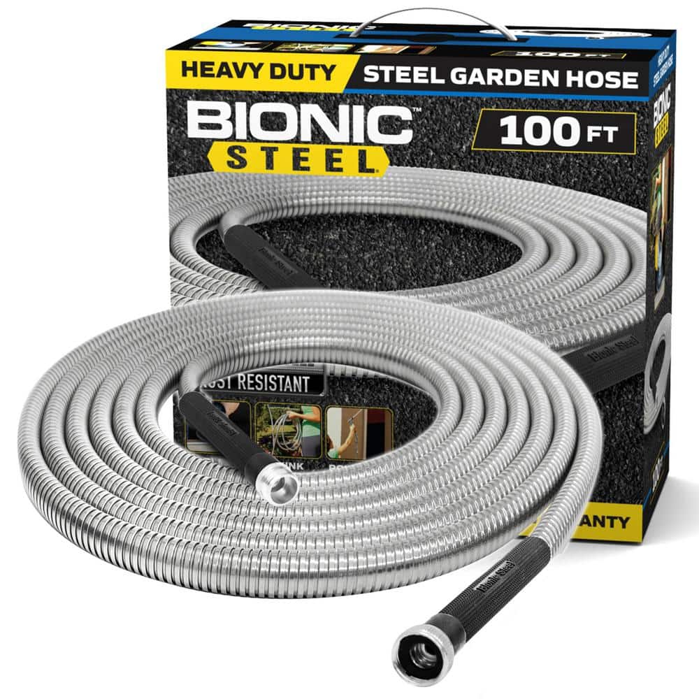 5/8 in. Dia. x 100 ft. Heavy-Duty Stainless Steel Garden Hose - Hercitys