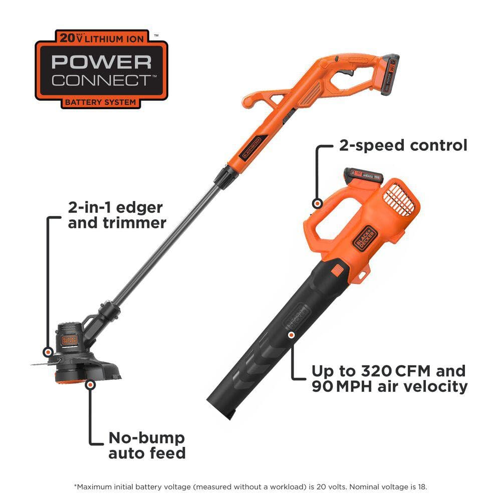 20V MAX Lithium-Ion String Trimmer and Blower Combo Kit with (2) 2.0 Ah Batteries and Charger - Hercitys