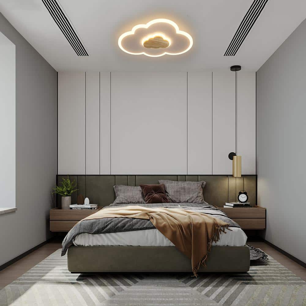 15.7 in. Modern Integrated LED Flush Mount Ceiling Light Dimmable Creative Cartoon Cloud-Shaped With Remote For Kid Room - Hercitys