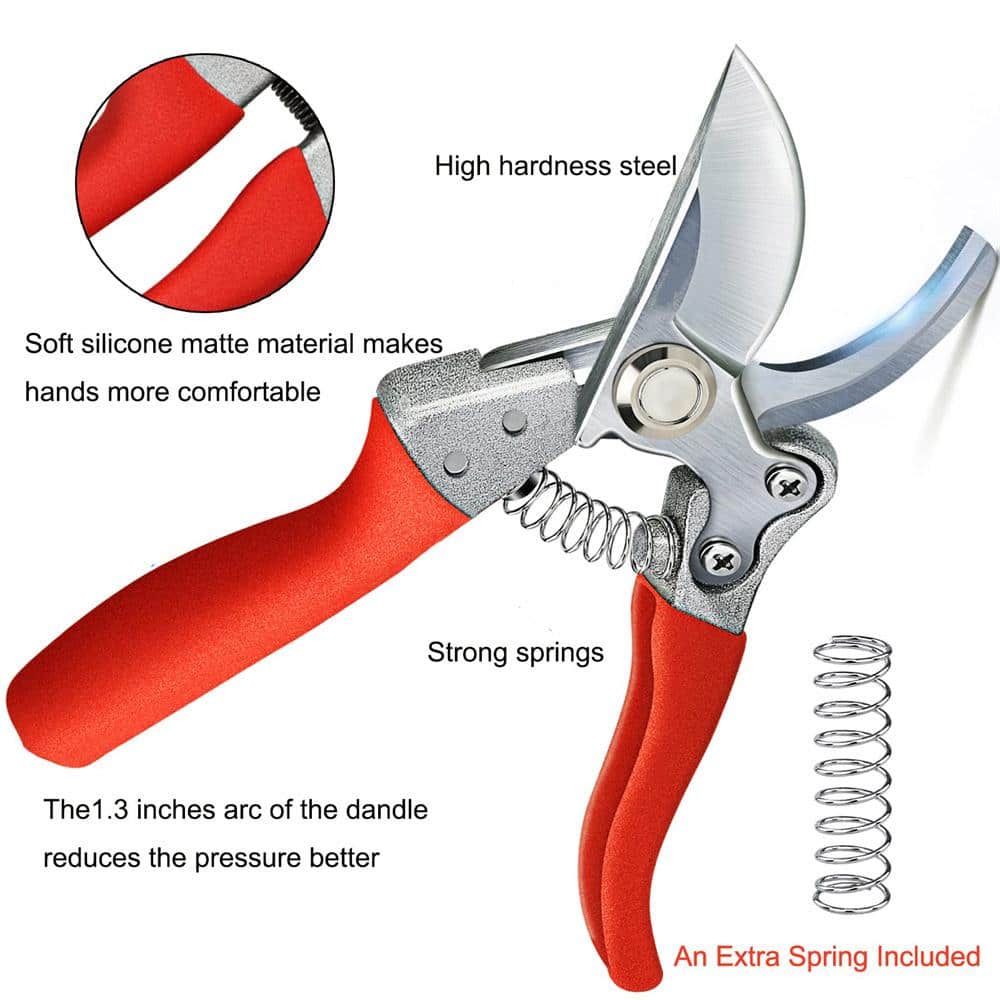 2 in. Pruning Shears 1 in. Cutting Capacity, Red Professional Bypass - Hercitys
