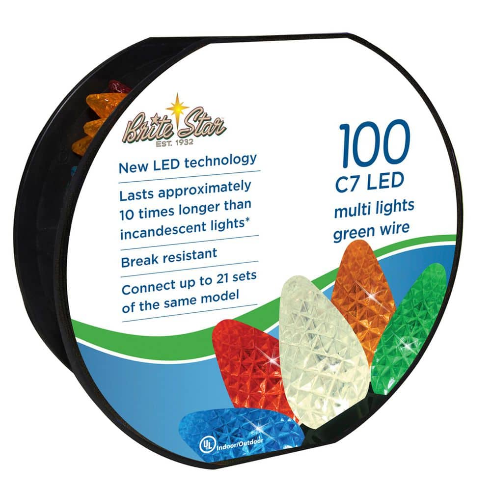100-Light Faceted C7 LED Multi-Colored-Light Set - Hercitys