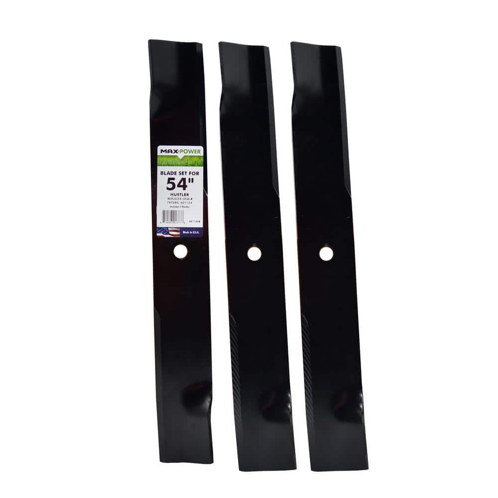 3 Blade Set for Many 54 in. Cut Hustler Mowers Replaces OEM #’s 601124 and 797696 - Hercitys