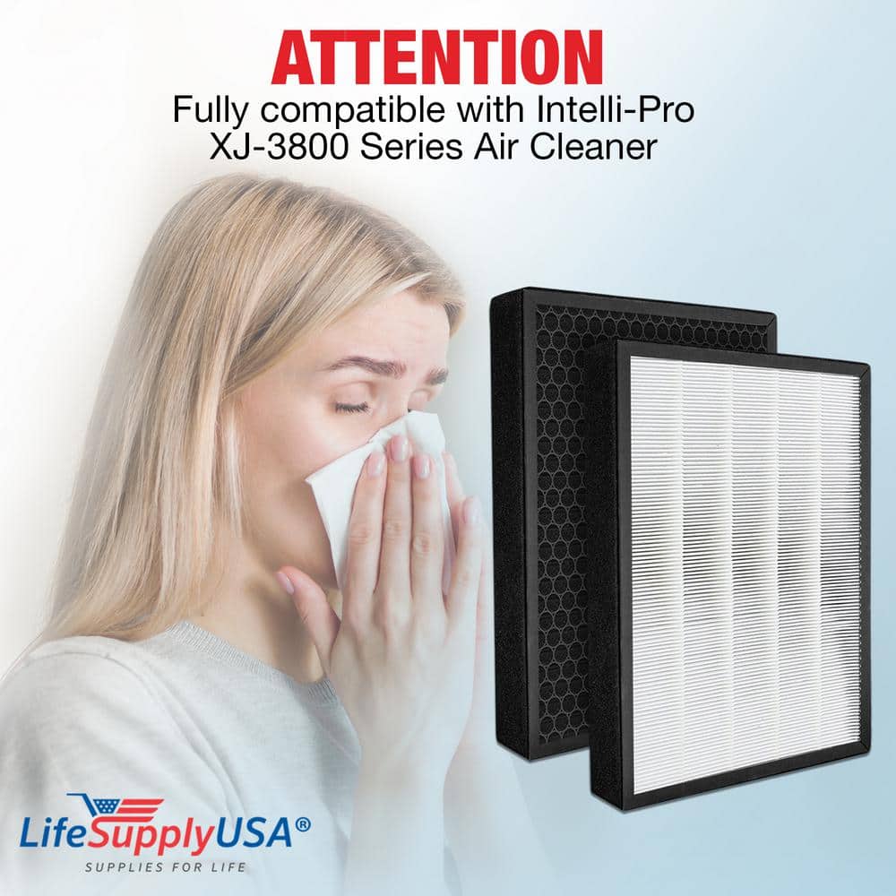2-in-1 True HEPA Air Cleaner Replacement Filter + Activated Carbon Charcoal Compatible w/ Intelli – Pro XJ 3800-Series - Hercitys