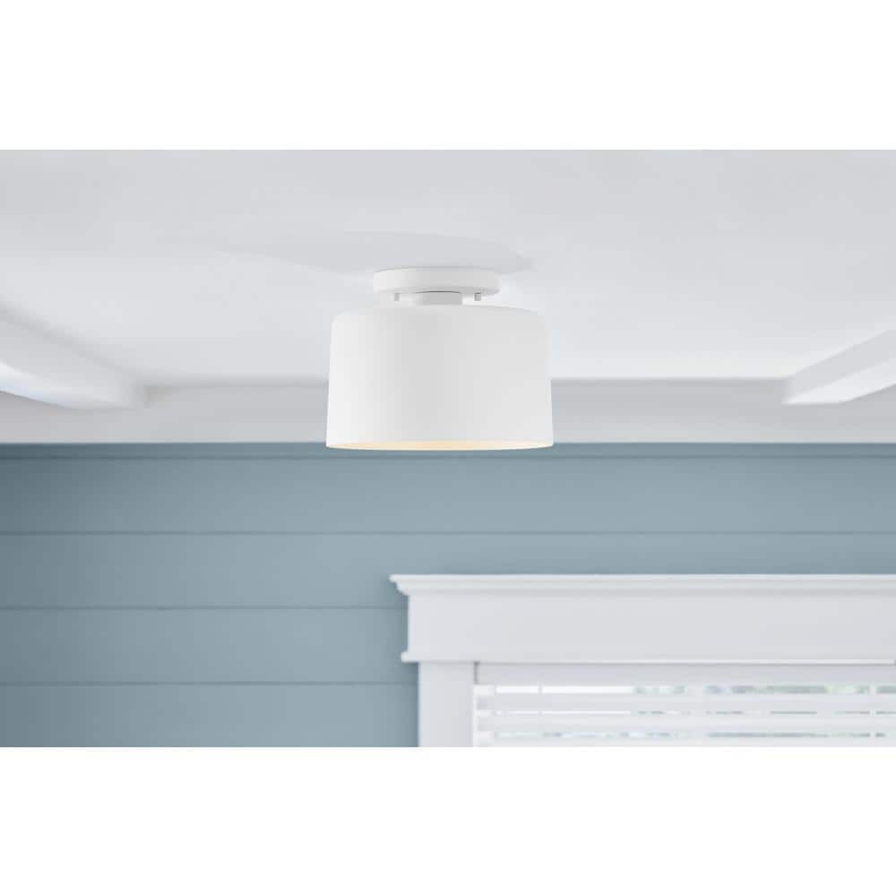 10 in. 1-Light Matte White Semi-Flush Mount - Hercitys