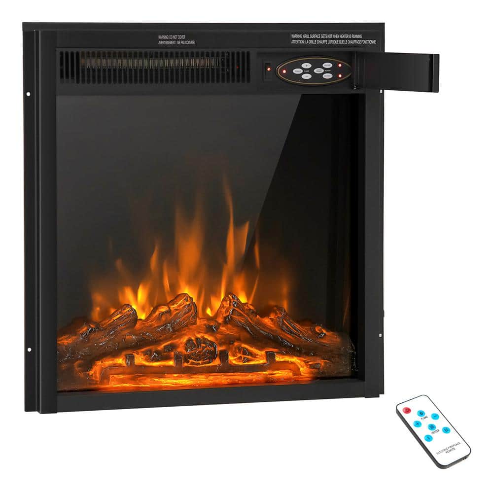 22.5 in. Wall-Mount Electric Fireplace TV Stand Heater Inserts Recessed Ultra Thin Log Flame 1500W - Hercitys