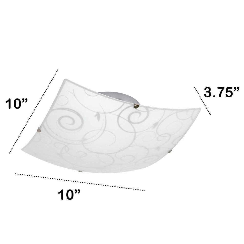 10 in. Simple and Standard Square Swirl Flush Mount, White - Hercitys