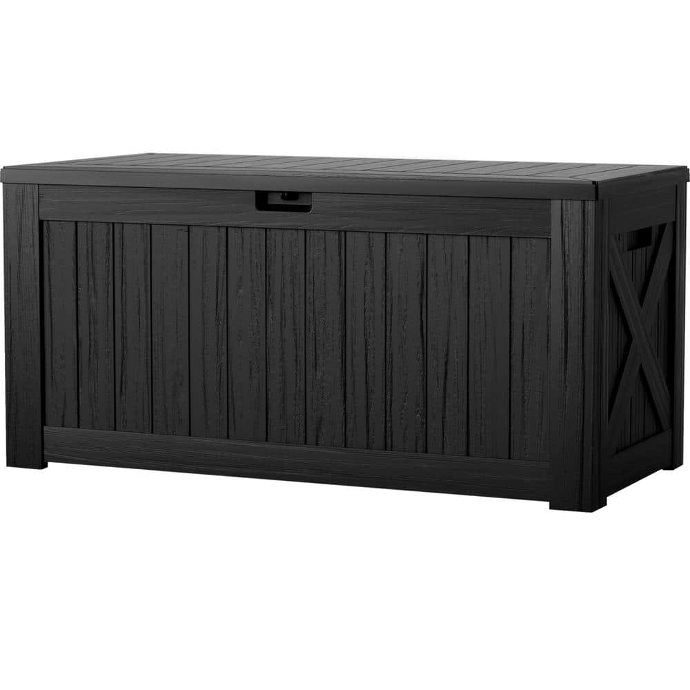 120 Gal. Outdoor Storage Box Plastic Resin Deck Box, Black - Hercitys