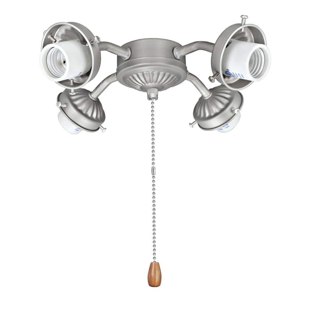 4-Light 9 in. Brushed Nickel Ceiling Fan Fitter Light Kit with Pull Chain (1-Pack) - Hercitys