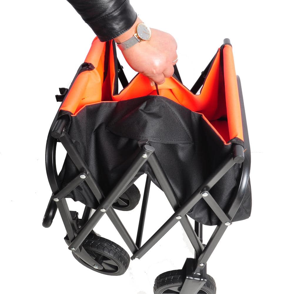 12.64 Cu. Ft. Folding Black Metal Outdoor Shopping Beach Garden Cart - Hercitys