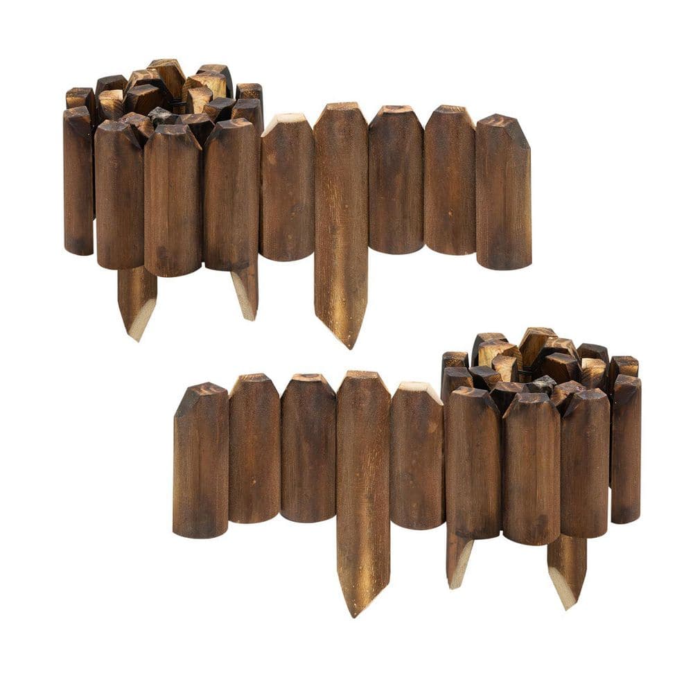 47in. x 5.9 in. x 0.8 in. Brown Wood Garden, Edging Fence Border Decorative Panels for Flower and Landscape Fencing-2pcs - Hercitys
