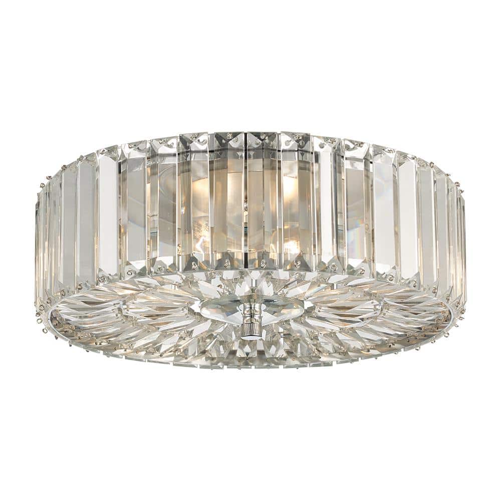 13 in. 2-Light Chrome and Crystal Flush Mount Ceiling Light - Hercitys