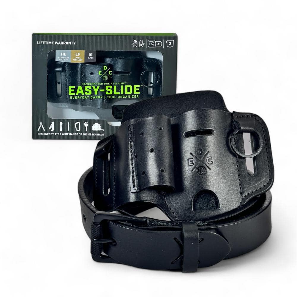 1.5 in. Work Belt Size 34 Black with Heavy-Duty Easy-Slide Large Flex EDC Tool Organizer - Hercitys