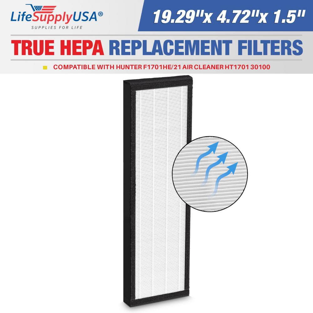 2-in-1 True HEPA Air Clean Replacement Filter Activated Carbon Charcoal Compatible with Hunter F1701HE/21 HT1701 30100 - Hercitys