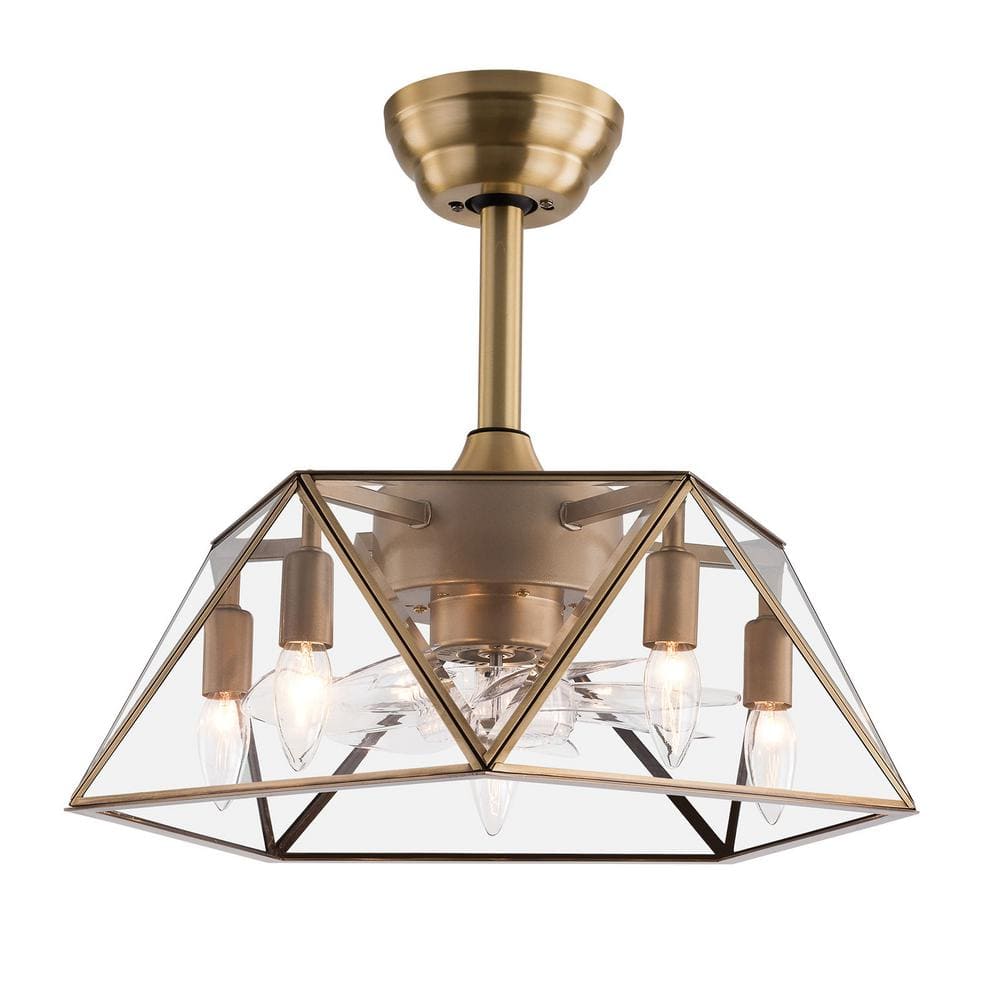 18.5 in. Indoor Gold Modern Caged Ceiling Fan with Remote Control and No Bulbs Included - Hercitys