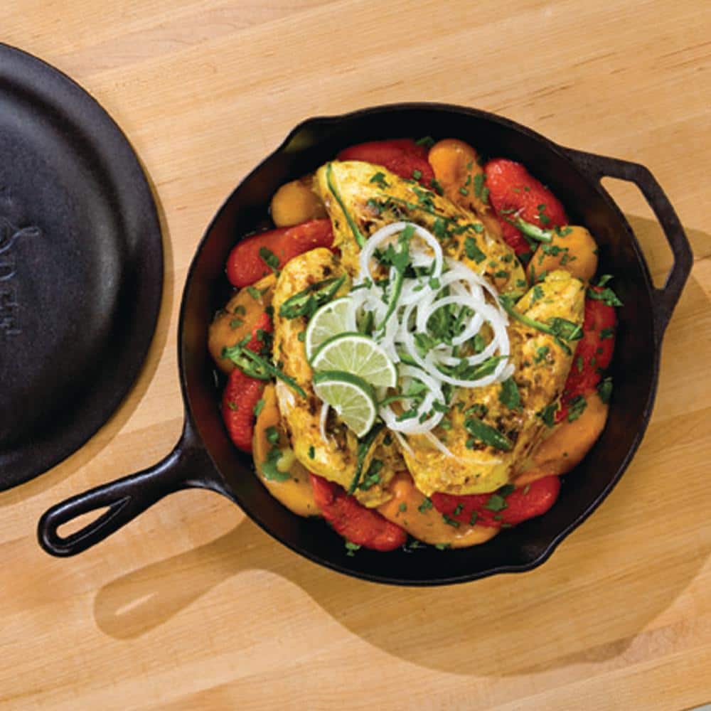 12 in. Cast Iron Skillet in Black with Pour Spout - Hercitys