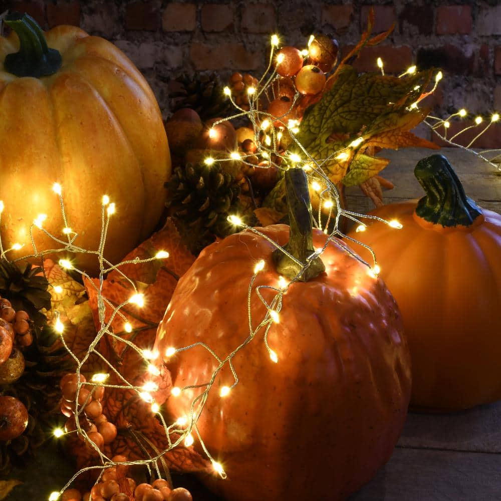 5 ft. 100-Light LED White Firecracker String Lights with Silver Cord (2-Pack) - Hercitys