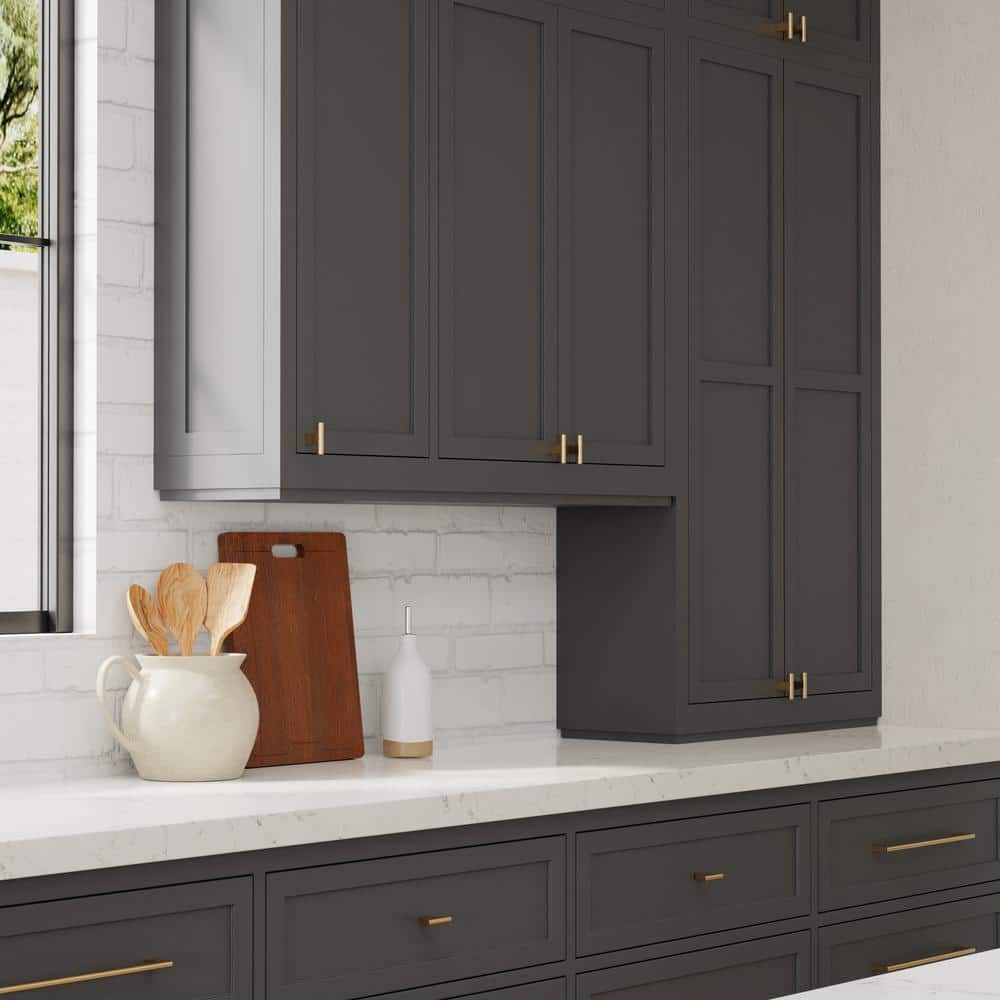 10-Pack Vail 2 in. (51 mm) Modern Satin Brass T-Shaped Cabinet Knob - Hercitys