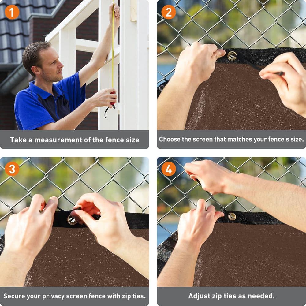 5 ft. x 50 ft. Heavy Duty Privacy Screen, 170 GSM Windscreen and Dustproof Fabric for Outdoor Use - Hercitys