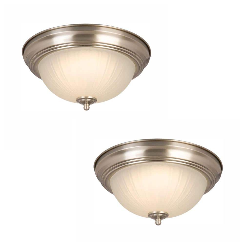 11 in. Brushed Nickel LED Flush Mount (2-Pack) - Hercitys