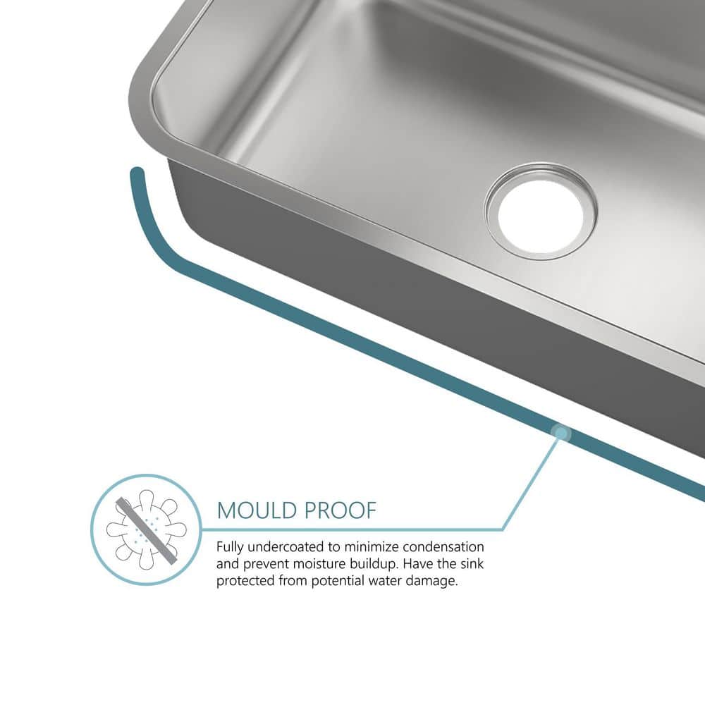 32 in. Single Bowl 18-Gauge Stainless Steel Undermount Kitchen Sink - Hercitys