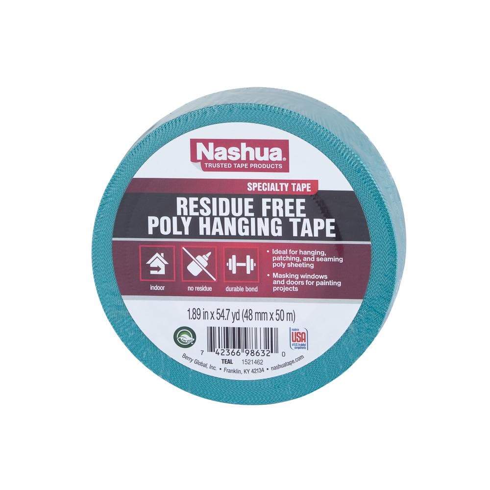 1.89 in. x 54.7 yd. Residue Free Poly Hanging Duct Tape in Teal Pro Pack (12-Pack) - Hercitys