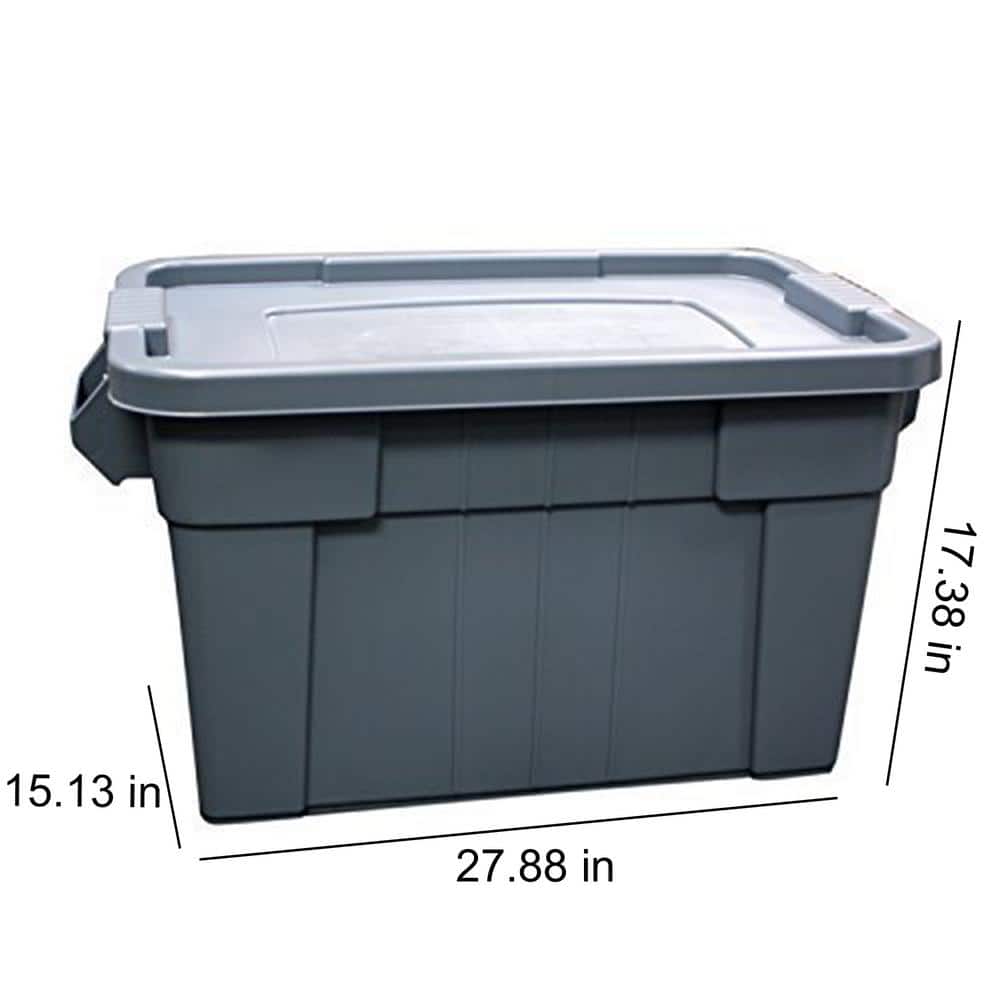 20 Gal. Plastic Durable Storage Bin with Lid in Gray (1-Pack) - Hercitys