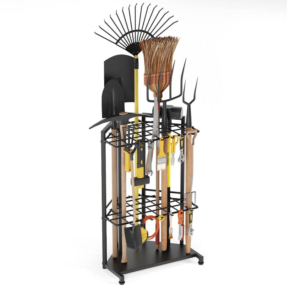 3-Tier Garden Tool Organizer with 34 Storage Compartments and 14 Hooks - Hercitys