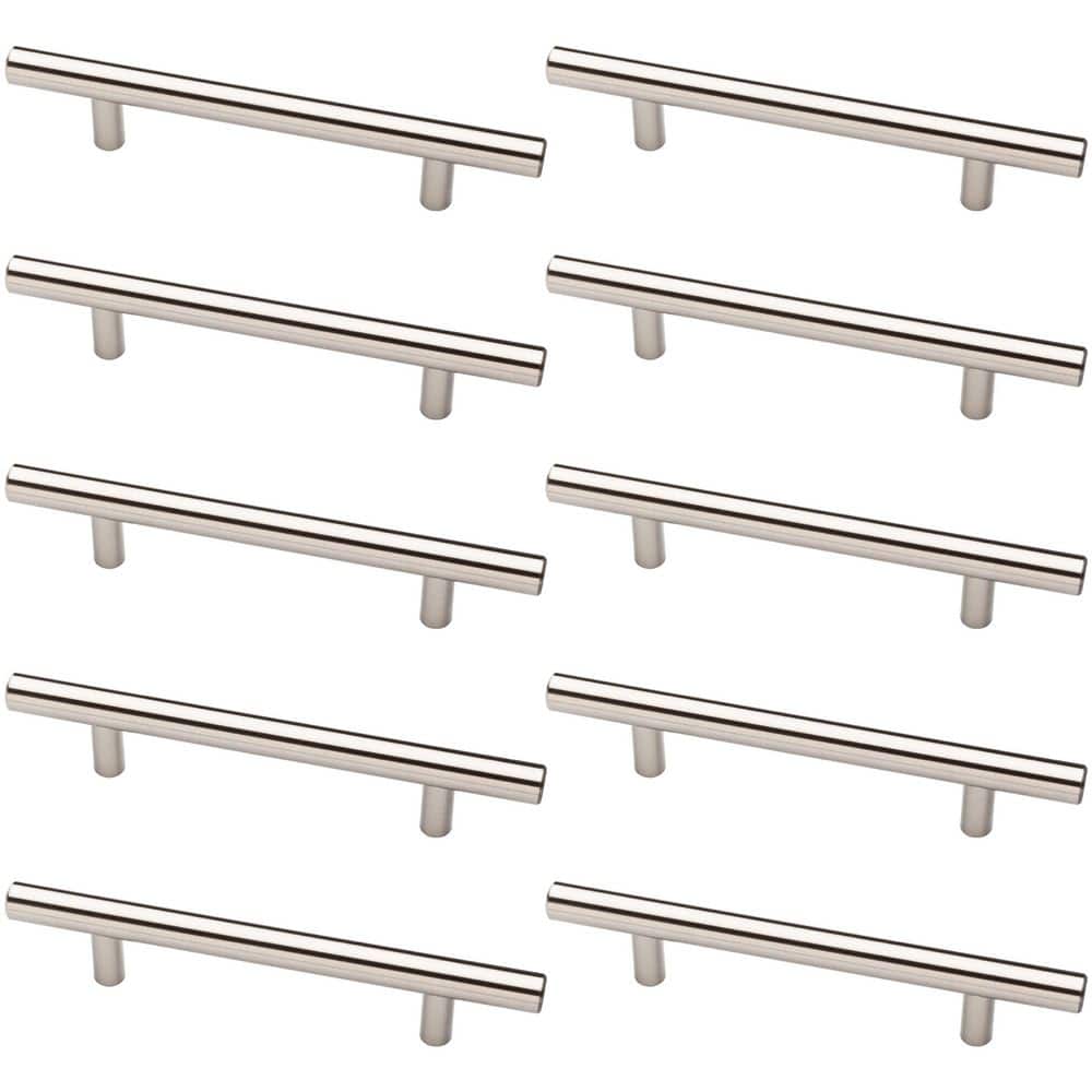 10-Pack Simple Bar 5-1/16 in. (128 mm) Modern Cabinet Drawer Pulls in Stainless Steel - Hercitys