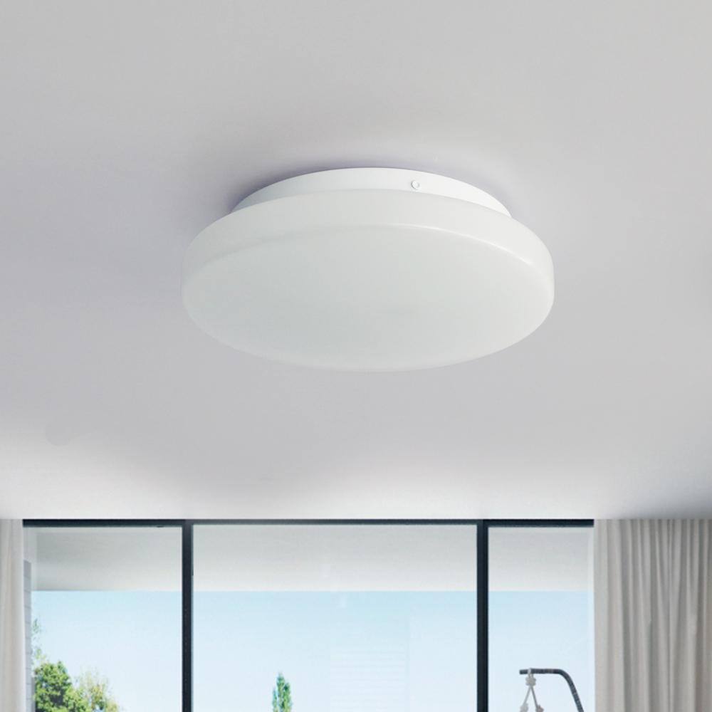 10 in. White Round Low Profile Dimmable LED Flush Mount with Plastic Shade Ceiling Light – 4000K Cool White (6-Pack) - Hercitys