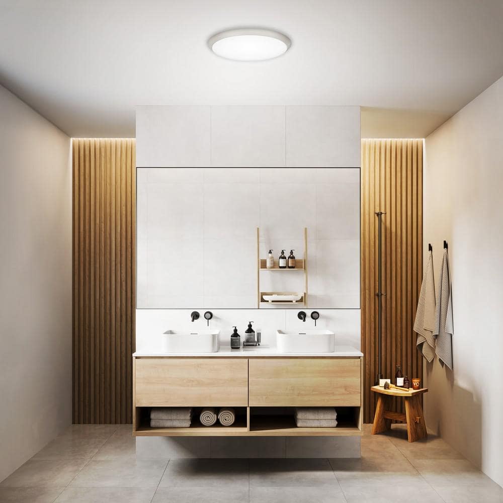 15 in. Brushed Nickel Integrated LED Dimmable Selectable CCT Flush Mount Indoor Ceiling Light - Hercitys