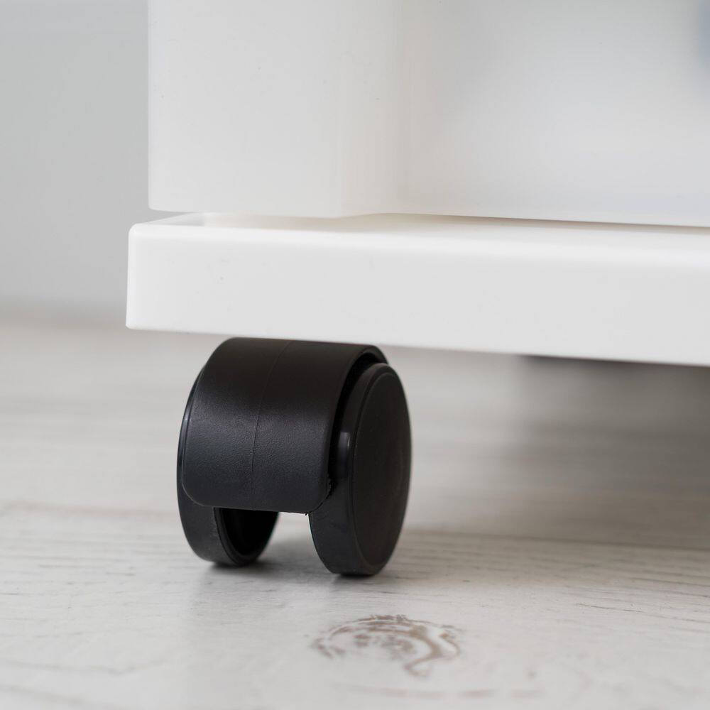 14.25 in. L x 12.05 in. W x 37.75 in. H White and Pearl 6-Drawer Storage Cart with Organizer Top - Hercitys