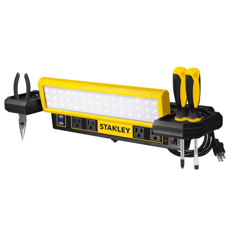 1000 Lumens Portable Work Bench Shop Light with AC and 2.1 Amp USB Power Strip Charging Ports - Hercitys